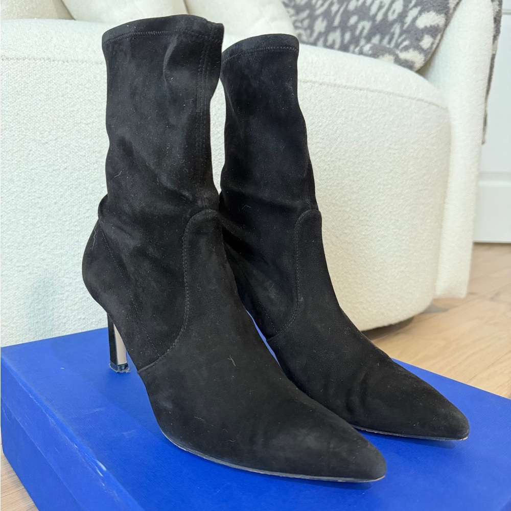 Stuart Weitzman Rapture 75 Black Suede Boots Size 8.5